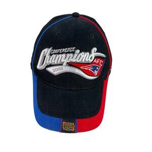 VTG Reebok 2003 NFL Conference Champions New England Patriots Adjustable Hat Bla